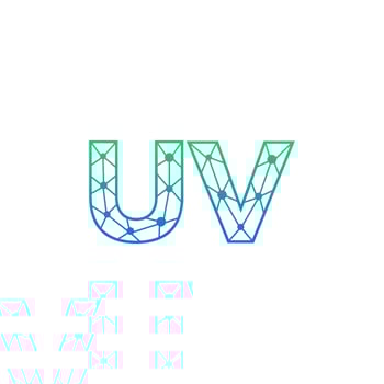 Abstract letter UV logo design with line dot connection for technology and digital business company. vector