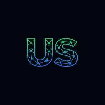 Abstract letter US logo design with line dot connection for technology and digital business company. vector
