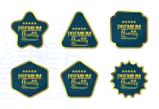 Premium quality sticker label set icon, with golden color and attractive gradient. vector for banner, flyer, poster, social media sale.