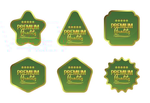Premium quality sticker label set icon, with golden color and attractive gradient. vector for banner, flyer, poster, social media sale.