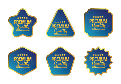 Premium quality sticker label set icon, with golden color and attractive gradient. vector for banner, flyer, poster, social media sale.