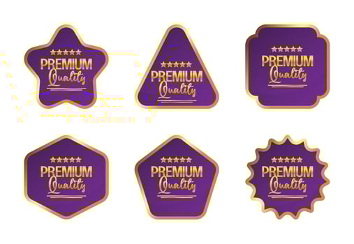 Premium quality sticker label set icon, with golden color and attractive gradient. vector for banner, flyer, poster, social media sale.