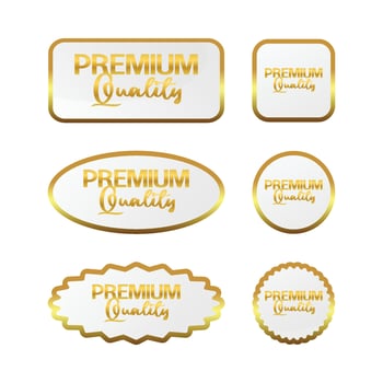 Premium quality sticker label set icon, with golden color and attractive gradient. vector for banner, flyer, poster, social media sale.