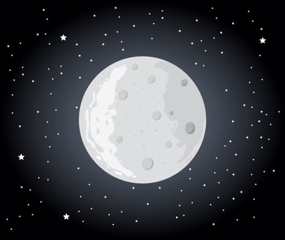 moon vector in night sky with stars