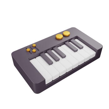 3d icon piano music studio illustration concept icon render png