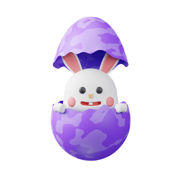 3d icon rabbit in the egg easter day illustration concept icon render png