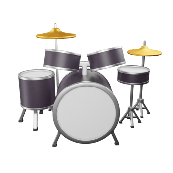 3d icon drum set music studio illustration concept icon render png