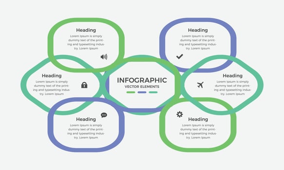 Minimal business infographics template. vector infographic with six modern connected elements. It can be used for presentation