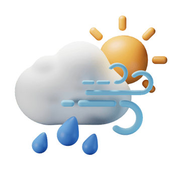 3d icon day heavy rain windy weather forecast illustration concept icon render png