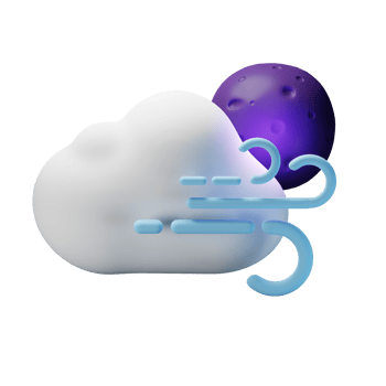 3d icon night full moon windy weather forecast illustration concept icon render png
