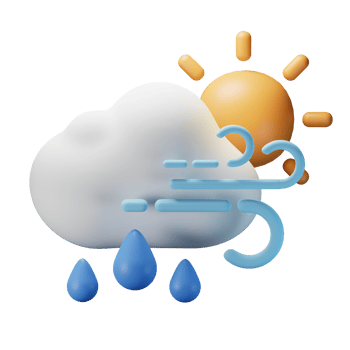 3d icon rainy day windy weather forecast illustration concept icon render png