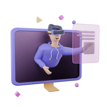 3d icon monitor metaverse illustration concept icon render png