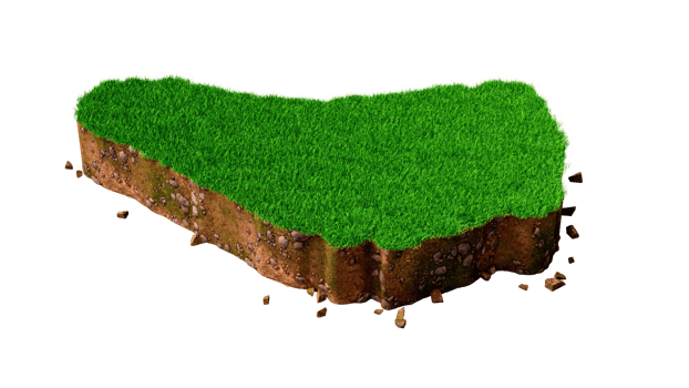 Barbados Map soil land geology cross section with green grass and Rock ground texture 3d illustration png