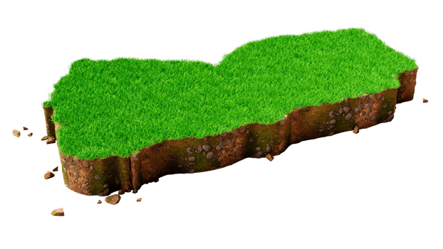 Yemen Map soil land geology cross section with green grass and Rock ground texture 3d illustration png