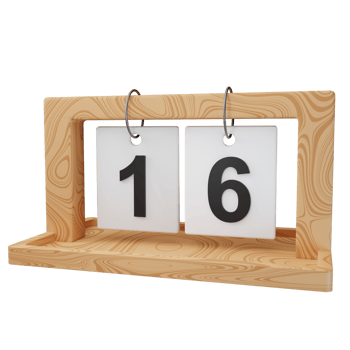 3d icon date 16 wood calendar illustration concept icon render png