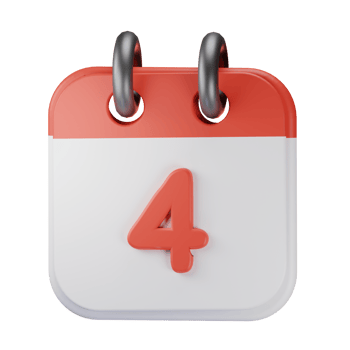 3d icon date 4 red calendar illustration concept icon render png
