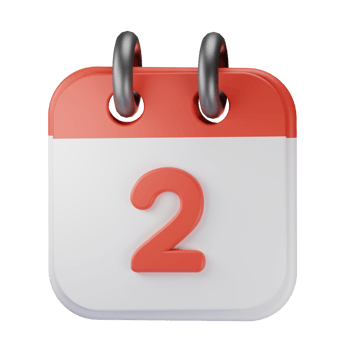3d icon date 2 red calendar illustration concept icon render png