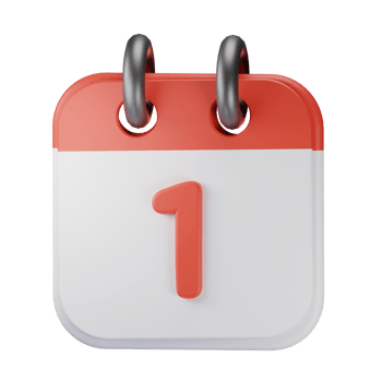 3d icon date 1 red calendar illustration concept icon render png