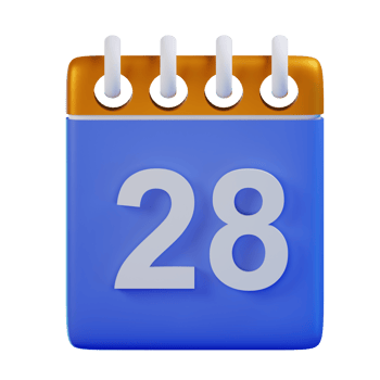 3d icon date 28 calendar illustration concept icon render png