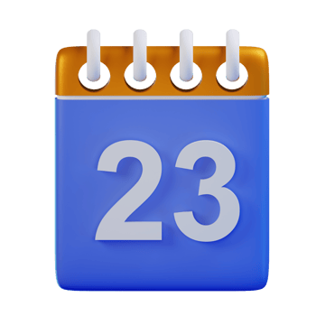3d icon date 23 calendar illustration concept icon render png