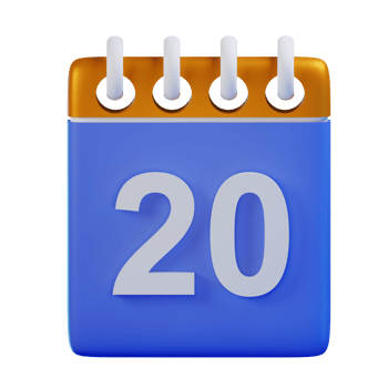 3d icon date 20 calendar illustration concept icon render png