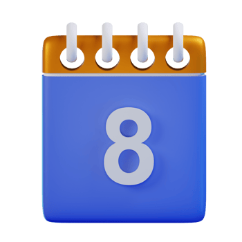 3d icon date 8 calendar illustration concept icon render png