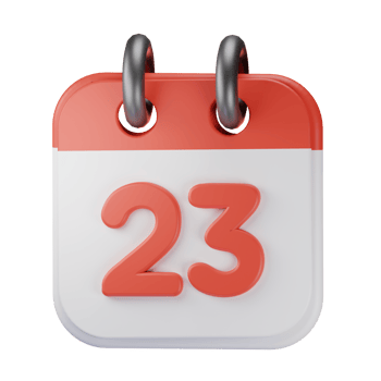 3d icon date 23 red calendar illustration concept icon render png