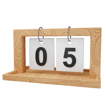 3d icon date 5 wood calendar illustration concept icon render png