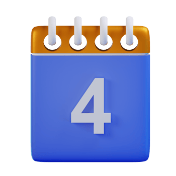3d icon date 4 calendar illustration concept icon render png