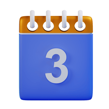 3d icon date 3 calendar illustration concept icon render png
