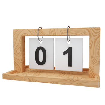 3d icon date 1 wood calendar illustration concept icon render png