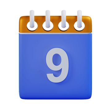 3d icon date 9 calendar illustration concept icon render png