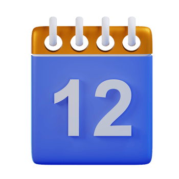 3d icon date 12 calendar illustration concept icon render png