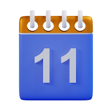 3d icon date 11 calendar illustration concept icon render png