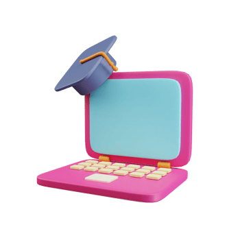 3d icon scholarcap laptop education illustration concept icon render png