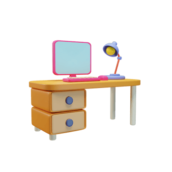 3d icon desk education illustration concept icon render png