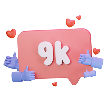 3d icon 9k like follow love social media illustration concept icon render png