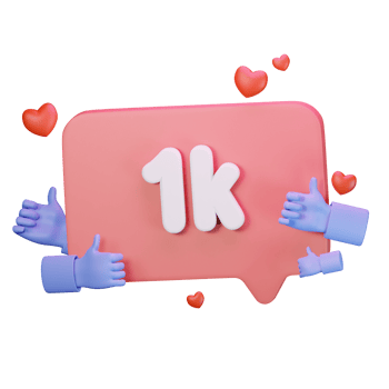 3d icon 1k like follow love social media illustration concept icon render png
