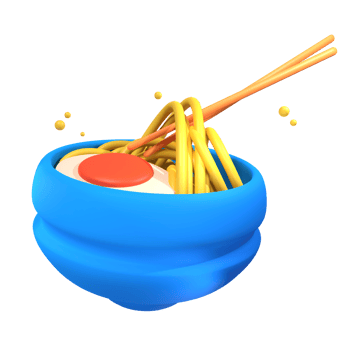 3d icon ramen fast food illustration concept icon render png