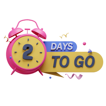 3d icon 2 days to go marketing promo ads illustration concept icon render png