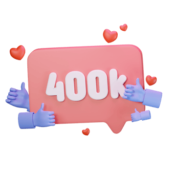 3d icon 400k like follow love social media illustration concept icon render png
