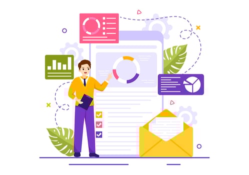 Market Research and Analysis Vector Illustration with Team Management and Analytics for Making Data Statistics in Flat Cartoon Hand Drawn Templates