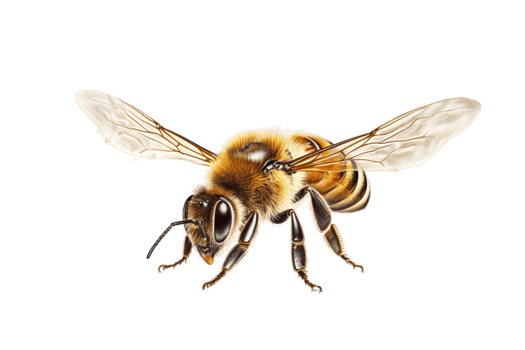 Honey bee isolated on transparent background. AI png