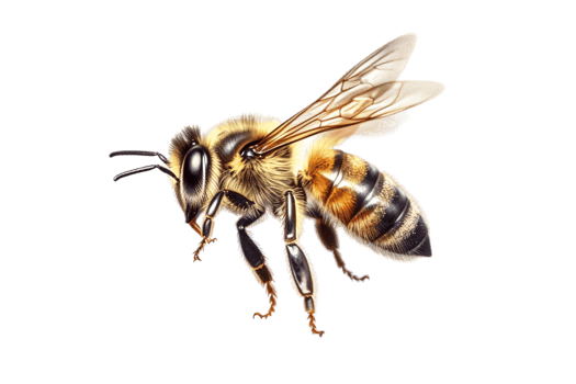 Honey bee isolated on transparent background. AI png