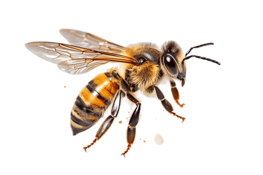 Honey bee isolated on transparent background. AI png