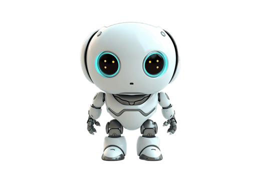 Cute Robot on Transparent Background. AI png