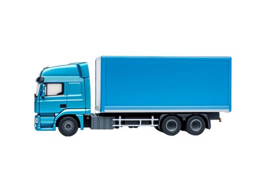 Blue Cargo Truck on Transparent Background. AI png