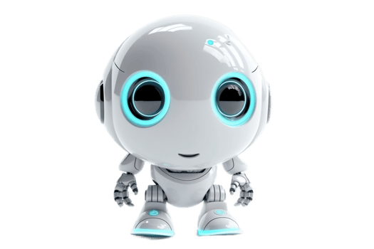 Cute Robot on Transparent Background. AI png