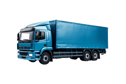 Blue Cargo Truck on Transparent Background. AI png