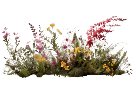 Flowery shrubs in nature on transparent background. png